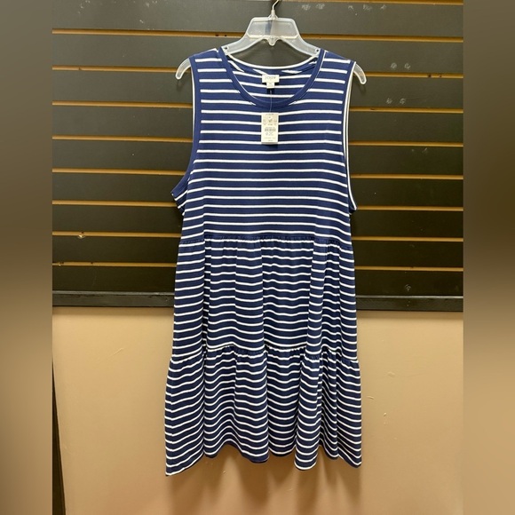 J. Crew Dresses & Skirts - NWT J.Crew Blue & White Striped Sleeveless Midi Dress Size XL